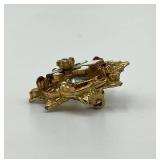 Vintage Fleur-de-Lis Brooch with Faux Pearls and Gem Accents