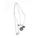 Sterling Silver Necklace - 18-inch Chain with Blue Gemstone & Spirit Disc Charm