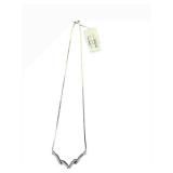 Sterling Silver Necklace 925 - V-Shaped Diamond Accent, 17-inch