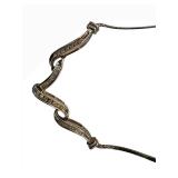 Sterling Silver Necklace 925 - V-Shaped Diamond Accent, 17-inch