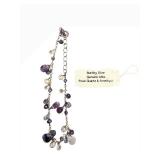 Sterling Silver Necklace - 8 in - Genuine Iolite, Rose Quartz & Amethyst with Pearls - S321228