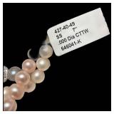 Cultured Freshwater Pearl Crystal Bracelet - 7 in Pink/White