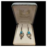Black Hills Gold & Silver Turquoise Drop Earrings