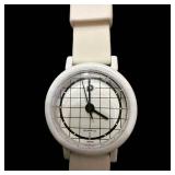 White Quartz Watch - Grid Dial, Ivory/Cream Strap, Japan Movement