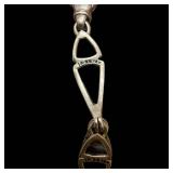 Sterling Silver & 18K Gold Bracelet with Green Stones - 7 in