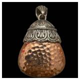 Barse Thai 925 Sterling Silver Pendant - Hammered Teardrop with Ornate Cap