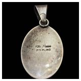 Ella Peters Sterling Silver Oval Inlay Pendant - Colorful Multi-Stripe Front