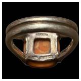 925 Sterling Silver Ring with Orange Cabochon Stone