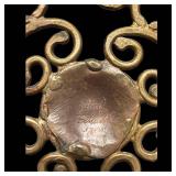 Gold-Tone Filigree Pendant Necklace with Copper Cabochon Center