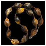 Tiger Eye Leaf Bead Necklace - 18 in