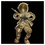 Gold-Tone Rhinestone Military Figure Pin With Rifle - Broken Pin Area