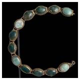 Belt 22-Inch - Vintage Turquoise Oval Stone Gold-Tone Links
