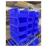 Set of 12 Blue Plastic Storage Bins with Lids