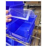 Set of 12 Blue Plastic Storage Bins with Lids