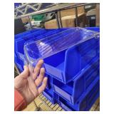 Set of 9 Akro-Mils AkroBins Blue Plastic Storage Bins with Clear Lids