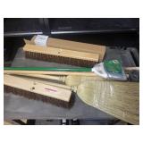 Lot of Push Brooms and Angle Brooms with Handles