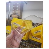 Set of 10 Yellow Plastic Storage Bins with 8 Clear Lids