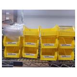 Set of 10 Yellow Plastic Storage Bins with 8 Clear Lids