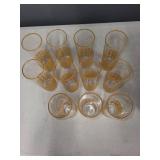 Set of 11 MCM Highball Glasses with LIBBEY CANE Yellow Woven Pattern