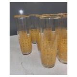 Set of 11 MCM Highball Glasses with LIBBEY CANE Yellow Woven Pattern