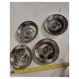 Set of 8 Silver Overlay Highball Glasses with 8 Silver Roman Motif Coasters