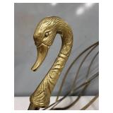 Vintage Brass Swan Shaped Magazine Rack