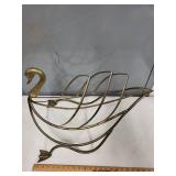 Vintage Brass Swan Shaped Magazine Rack