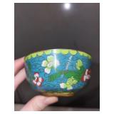 Set of 7 Vintage Cloisonne Enamel Bowls with Floral Designs