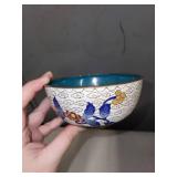 Set of 7 Vintage Cloisonne Enamel Bowls with Floral Designs