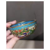 Set of 7 Vintage Cloisonne Enamel Bowls with Floral Designs