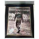 Framed Y.A. Tittle Autographed Photo with Leaf COA New York Giants HOF 