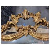 Ornate Gold Gilt Wood Wall Mirror with Decorative Frame, 47x36 Inches