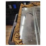 Ornate Gold Gilt Wood Wall Mirror with Decorative Frame, 47x36 Inches