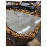 Ornate Gold Gilt Wood Wall Mirror with Decorative Frame, 47x36 Inches
