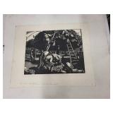 Set of 2 Vintage Black and White Agricultural Scene Art Prints