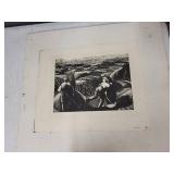 Set of 2 Vintage Black and White Agricultural Scene Art Prints
