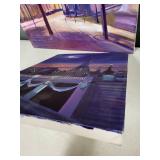 Set of 2 Original Canvas Paintings Featuring Parisian Night Scenes