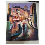 Set of 3 Signed Lisa Vorce-Cage Parisian Scene and Portrait Canvas Paintings