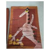 Pair of Folk Art Hand-Painted Poodle Plaques on Wood