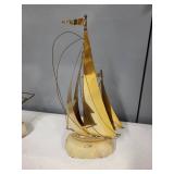 Pair of DeMott Brass Sailboat Sculptures on Stone Base