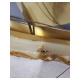 Set of 2 DeMott Brass Sailboat Sculptures on Stone Base