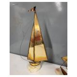 Set of 2 DeMott Brass Sailboat Sculptures on Stone Base