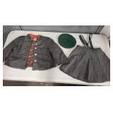Wiener Werkstatte Girls Wool Outfit with Jacket, Skirt, and Hat, Size 60