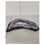 Large Natural Amethyst Crystal Geode Slice on Adjustable Stand