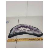 Large Natural Amethyst Crystal Geode Slice on Adjustable Stand