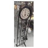 Victoria Station Decorative Metal Standing Floor Clock with Leaf Accents
