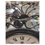 Victoria Station Decorative Metal Standing Floor Clock with Leaf Accents