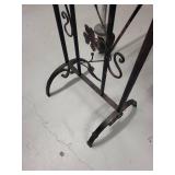 Victoria Station Decorative Metal Standing Floor Clock with Leaf Accents