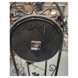 Victoria Station Decorative Metal Standing Floor Clock with Leaf Accents