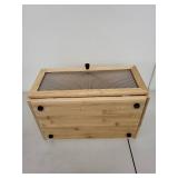 Wood Bread Box with Hinged Lid